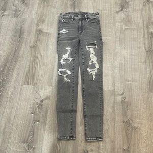 Next level stretch American Eagle size 2 black washed distressed jeans